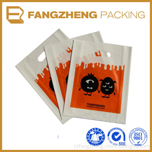 plastic polybags factory/LDPE or HDPE Material shopping die cut bags/Punch Style
